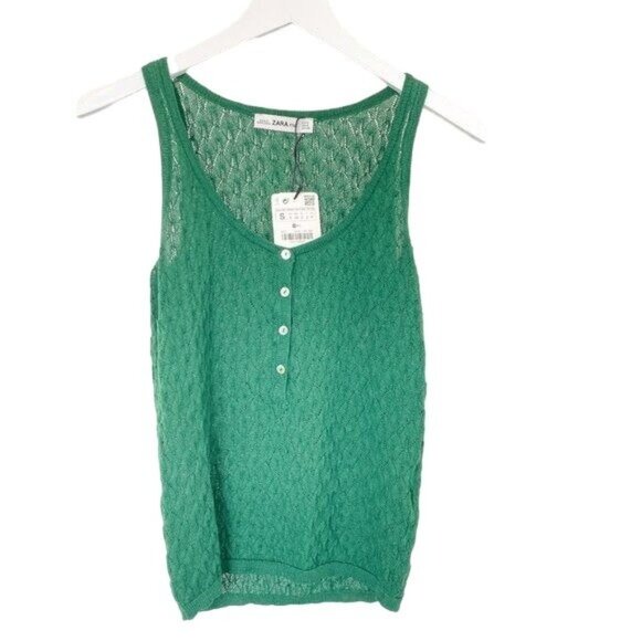 Zara Knit Green Button Tank - Picture 4 of 4